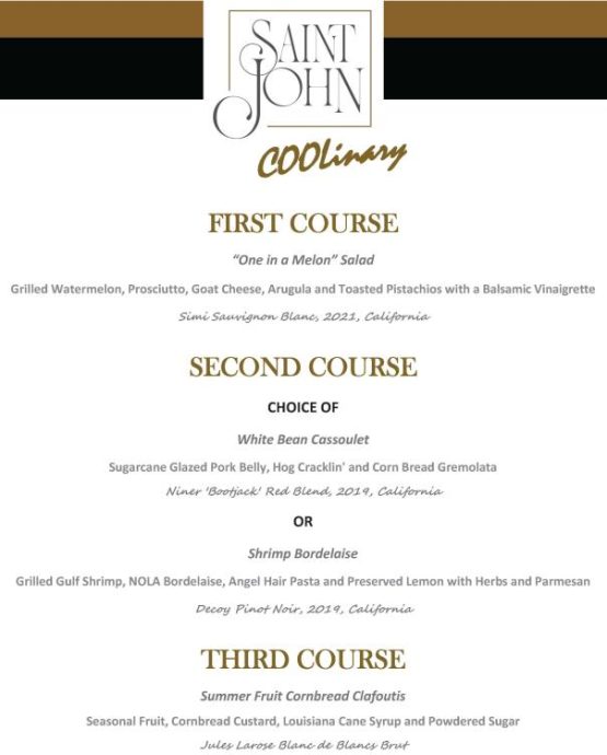 saint john coolinary menu